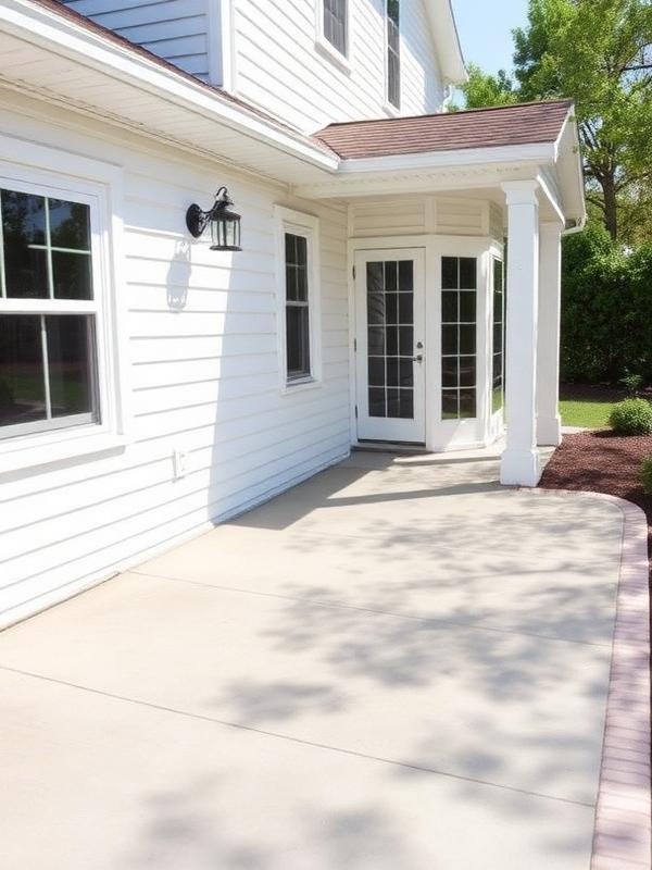 The same siding and patio bright and clean after pressure washing